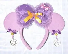 ディズニー ミニー イヤリングカチューシャ フリル リボン 紫
