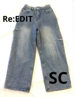 Re:EDIT サイドスリットワイドストレートコットンデニムパンツSCのサムネイル