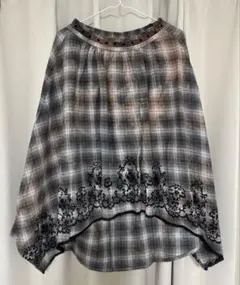 axesfemme チェック柄スカート レース 裾フリル かわいい 春秋
