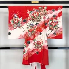 子供着物 お宮参り 七五三 3歳 長襦袢桜と花薬玉 赤色 CK-7017 - メルカリ