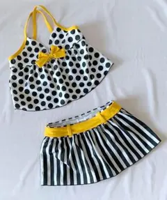 1350　女の子用水玉ストライプ水着　130