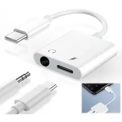 Type-C to 3.5mm 2in1 イヤホンジャック 変換アダプタ