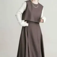 KBF BACKオープンセパレートワンピース　ブラウン