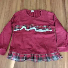 フリル付きトレーナー 130cm ワインレッド