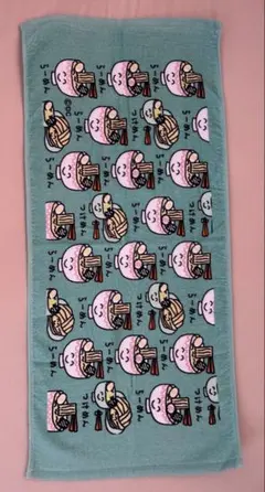 らーめん つけめん フェイスタオル 総柄 グリーン