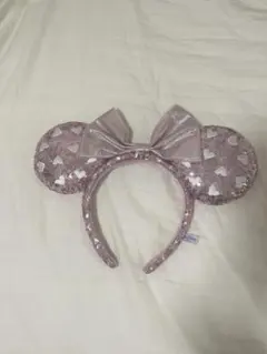 ディズニー ミニーハートスパンコールカチューシャピンク