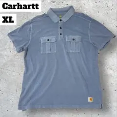 海外古着Carharttカーハート XLダークブルー無骨系ワークシャツポロシャツ