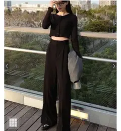 GRL センタープレスワイドタックロングパンツXS［gm615］