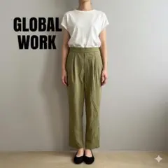 GLOBAL WORK オリーブグリーン イージーパンツ　緑　ウエストゴム
