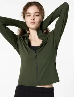 【ユニクロ】ウルトラストレッチエアリズムフルジップジャケット 　Mダークグリーン