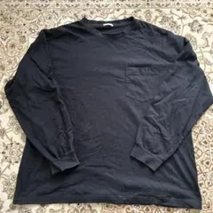 【ゆるだぼ黒ロンT】ビッグサイズ 無地ポケット 長袖ロングTシャツ