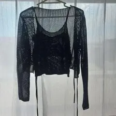 メッシュニット アンサンブル ブラック Fサイズのサムネイル