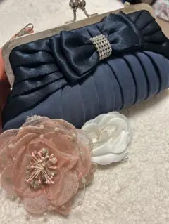 ネイビーリボン付きパーティーバッグ