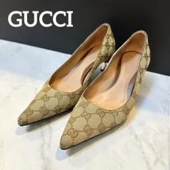 GUCCI GGキャンバス バンブーヒール パンプス ポインテッドトゥのサムネイル