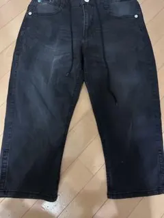 Navyデニム七分丈ハーフパンツ メンズブラックのサムネイル