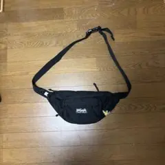 ブラック ウエストポーチ フロントポケット付き