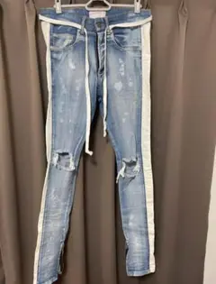 美品　LAKENZIE ラケンジィ サイドライン 裾ジップ スキニーデニム　XS