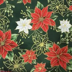 71123 ポインセチア　ゴールド　ホフマンファブリック　生地　輸入生地