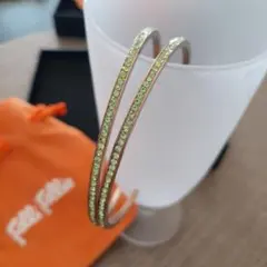 Folli Follie　ラインストーン付きフープピアス　グリーン