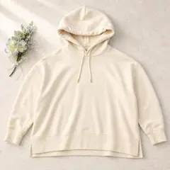 【美品】ロペピクニック パーカー オフホワイト 38 M サイドスリットフーディ