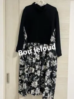 花柄長袖ワンピース 黒のサムネイル