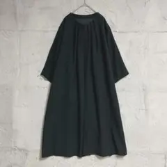 【IWASA】ブラックフォーマル ワンピース 前開き (M) ゆったり タック