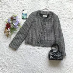 クローネ ノーカラー ジャケット ツイード セレモニー 15号 大きめサイズ