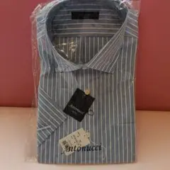 阪急百貨店　Antonucci ストライプ柄 半袖　　ワイシャツ 新品　43