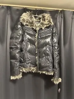Y2K 短丈 光沢 ダウン風ジャケット2way 平成 ギャル ストリートお兄系