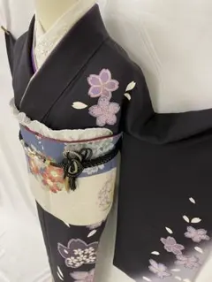 正絹振袖 駒刺繍 紫野 百合 金彩 振袖セット 振袖フルセット 青緑 81 2025