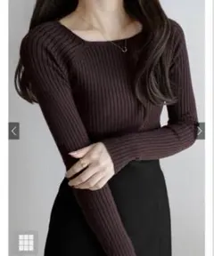 GRL スクエアネックリブニットトップス
