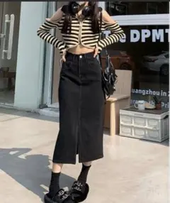 デニムスカート ブラック