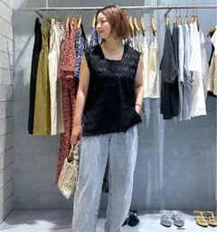 LEPSIM フリンジベスト　美品　ブラック