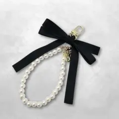 メゾンドフルール リボンパールストラップ バッグチャーム