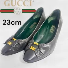 GUCCI グッチ レザー ヒール パンプスシューズ リボン GG柄