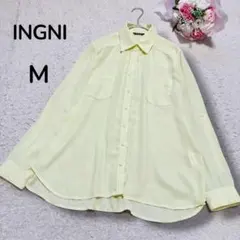 【イングINGNI】シアー　透け感とろみ　レーヨンブラウス長袖　イエロー　美品M