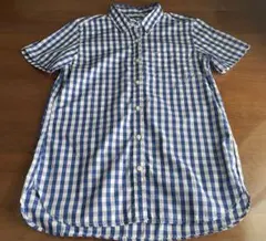 無印良品　半袖ギンガムチェックシャツ　M