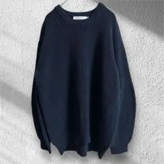 美品　アメリカンホリック　長袖ニット　コットン100% クルーネック　ネイビー