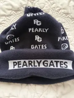 値下！PEARLY GATES ロゴ入りニット帽 ネイビー