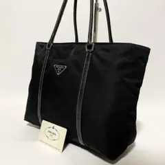 【良品】PRADA プラダ　トートバッグ　ナイロン　レザー　ブラック　黒　肩掛け