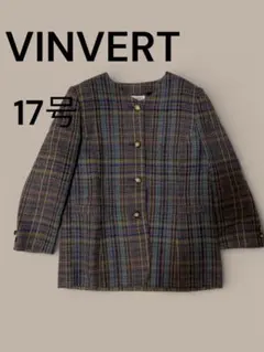 金ボタン 美品 VINVERT チェック柄 テーラード ジャケット ウール　4L