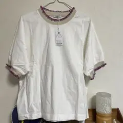 POU DOU DOU フリル付きホワイトTシャツ
