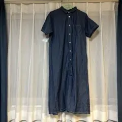 デニム ボタン付きシャツワンピース