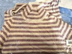 ボーダー ハイネック ニット 長袖 M