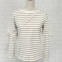 グリーンレーベルリラクシング【F】白 茶系ボーダー プルオーバー 長袖 春秋