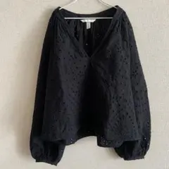 H&M S 刺繍 Vネック ブラウス