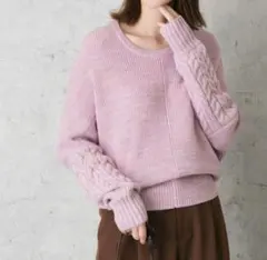 片畦ドルマンスリーブニットプルオーバー