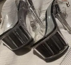 クリア/ブラック プラットフォームハイヒール