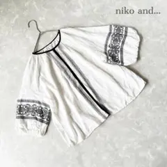 【ニコアンド】刺繍 ブラウス シャツ ボリューム袖 エスニック モノトーンのサムネイル
