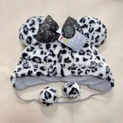 ミニー ヒョウ柄 ファンキャップ ディズニー 被り物 ホワイト グレー